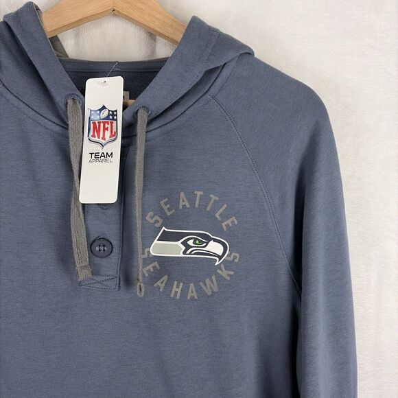 Seattle Seahawks NFL Team Apparel Hooded Henley Hoodie Mens Medium NWT - Picture 2 of 6